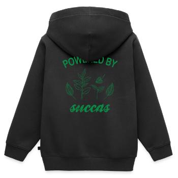 Powered By Succas Grünpflanze Kakteenliebhaber - Kinder Premium Organic Zip Hoodie - Schwarz - Hinten - AI Model Kid Male (0cm)