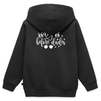 Hunde vor Kerlen - Kinder Premium Organic Zip Hoodie - Schwarz - Hinten - AI Model Kid Male (0cm)