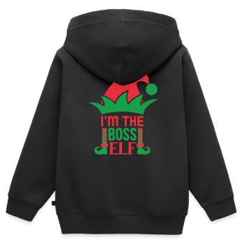 Je suis le patron onze Noël - Sweat Premium à capuche zippé enfant bio - noir - Dos - AI Model Kid Male (0cm)