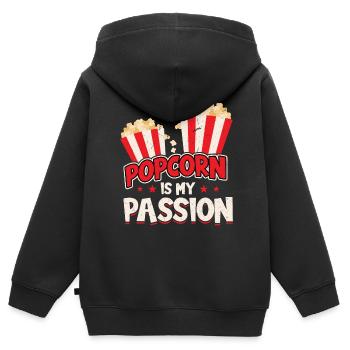 Popcorn Ist Meine Passion - Kinder Premium Organic Zip Hoodie - Schwarz - Hinten - AI Model Kid Male (0cm)