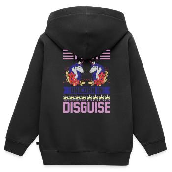 Je suis une licorne déguisée - Sweat Premium à capuche zippé enfant bio - noir - Dos - AI Model Kid Male (0cm)