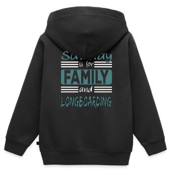 Sunday is for family and Longboarding Spruch - Kinder Premium Organic Zip Hoodie - Schwarz - Hinten - AI Model Kid Male (0cm)