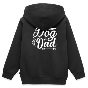 Chien Papa - Sweat Premium à capuche zippé enfant bio - noir - Dos - AI Model Kid Male (0cm)