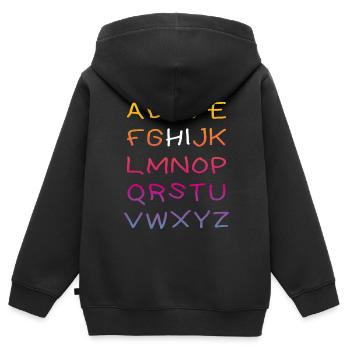 Salut Alphabet - Sweat Premium à capuche zippé enfant bio - noir - Dos - AI Model Kid Male (0cm)