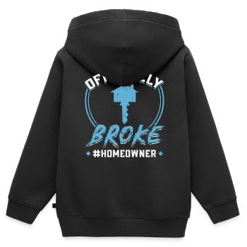 Offiziell Pleite - Neuer Hausbesitzer - Kinder Premium Organic Zip Hoodie - Schwarz - Hinten - AI Model Kid Male (0cm)