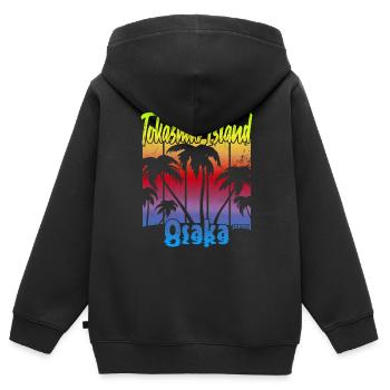 Île de Tokashiki Osaka - Sweat Premium à capuche zippé enfant bio - noir - Dos - AI Model Kid Male (0cm)