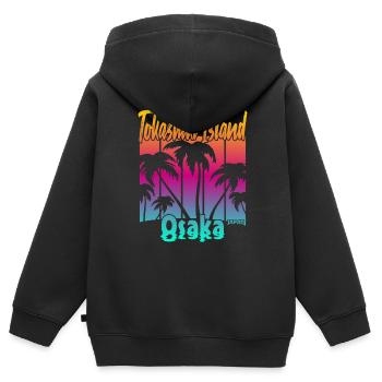 Île de Tokashiki Osaka - Sweat Premium à capuche zippé enfant bio - noir - Dos - AI Model Kid Male (0cm)