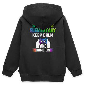 Niveau ÉLÉMENTAIRE garder son calme et jouer sur - Sweat Premium à capuche zippé enfant bio - noir - Dos - AI Model Kid Male (0cm)
