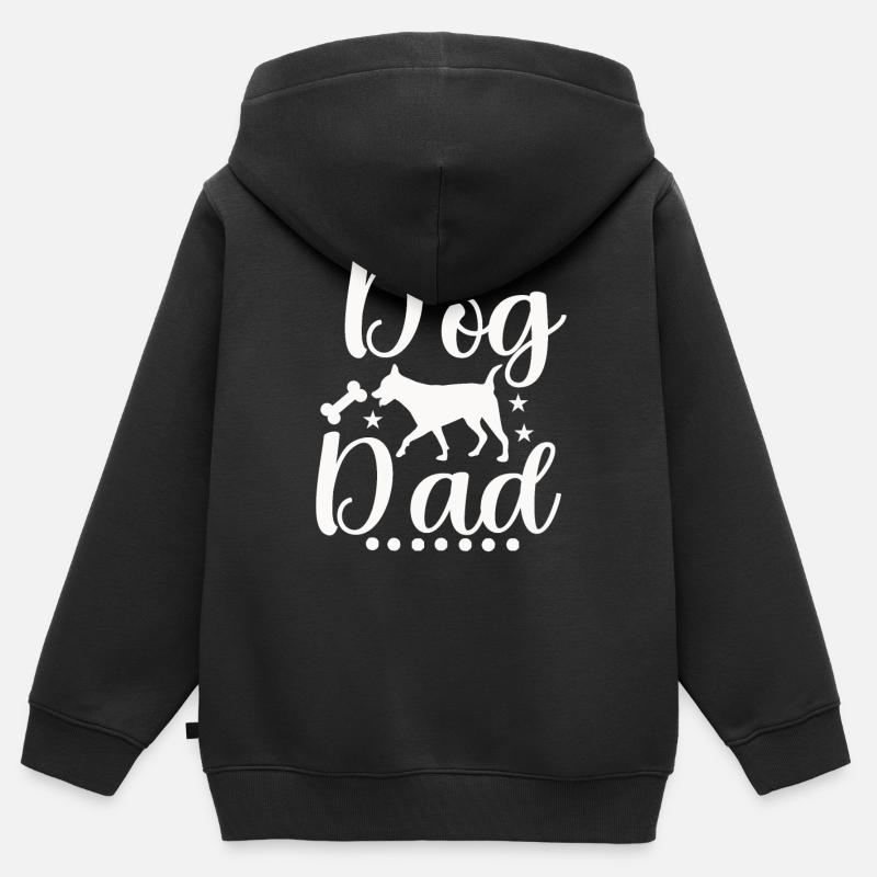 Chien Papa - Sweat Premium à capuche zippé enfant bio - noir