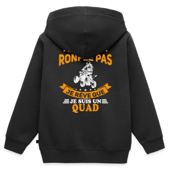 Je Ne Ronfle Pas Je Rêve Que Je Suis Un Quad - Sweat Premium à capuche zippé enfant bio - noir - Dos - AI Model Kid Male (0cm)