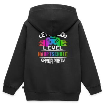Level HAUPTSCHULE keep calm and game on - Kinder Premium Organic Zip Hoodie - Schwarz - Hinten - AI Model Kid Male (0cm)