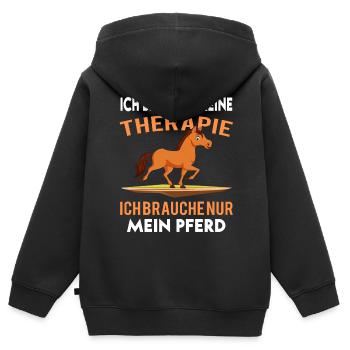 Ich Brauche Keine Therapie Ich Brauche Mein Pferd - Kinder Premium Organic Zip Hoodie - Schwarz - Hinten - AI Model Kid Male (0cm)