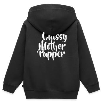 Stilvolle Welpen Mutter - Kinder Premium Organic Zip Hoodie - Schwarz - Hinten - AI Model Kid Male (0cm)