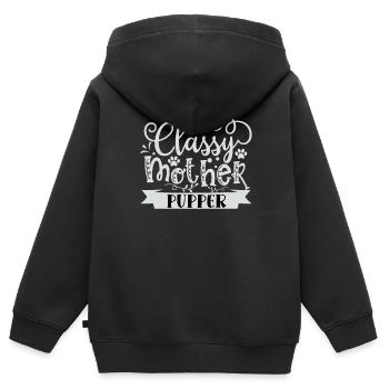 Stilvolle Welpen Mutter - Kinder Premium Organic Zip Hoodie - Schwarz - Hinten - AI Model Kid Male (0cm)