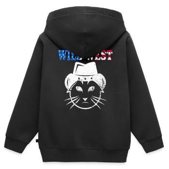 Wild West Cowboy Western Texas Rodeo Meow - Sweat Premium à capuche zippé enfant bio - noir - Dos - AI Model Kid Male (0cm)
