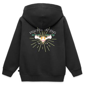 Pew Pew Mode espion sur enregistreur caché - Sweat Premium à capuche zippé enfant bio - noir - Dos - AI Model Kid Male (0cm)