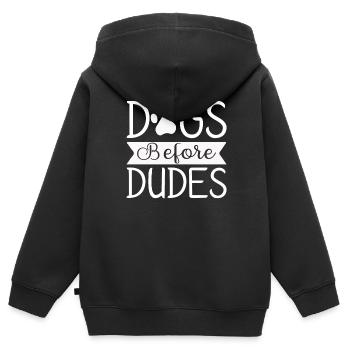 Hunde vor Kerlen - Kinder Premium Organic Zip Hoodie - Schwarz - Hinten - AI Model Kid Male (0cm)