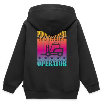 Professional Forklift Operator - Kinder Premium Organic Zip Hoodie - Schwarz - Hinten - AI Model Kid Male (0cm)