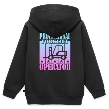 Professional Forklift Operator - Kinder Premium Organic Zip Hoodie - Schwarz - Hinten - AI Model Kid Male (0cm)
