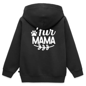 Maman de fourrure - Sweat Premium à capuche zippé enfant bio - noir - Dos - AI Model Kid Male (0cm)