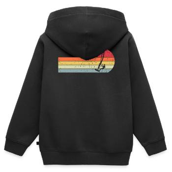 Planche à voile Windsurf Windsurf Vintage - Sweat Premium à capuche zippé enfant bio - noir - Dos - AI Model Kid Male (0cm)