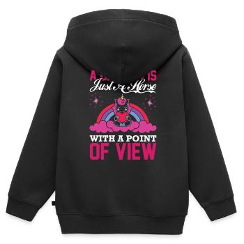 Pferd mit Aussicht Unicorn - Kinder Premium Organic Zip Hoodie - Schwarz - Hinten - AI Model Kid Male (0cm)