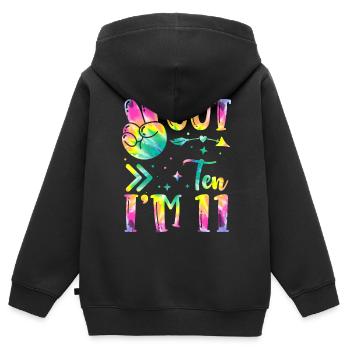 Peace Out Ten I'm 11 Tie Dye Geburtstag - Kinder Premium Organic Zip Hoodie - Schwarz - Hinten - AI Model Kid Male (0cm)