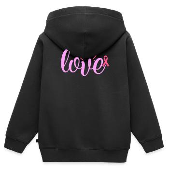 Liebe - Kinder Premium Organic Zip Hoodie - Schwarz - Hinten - AI Model Kid Male (0cm)