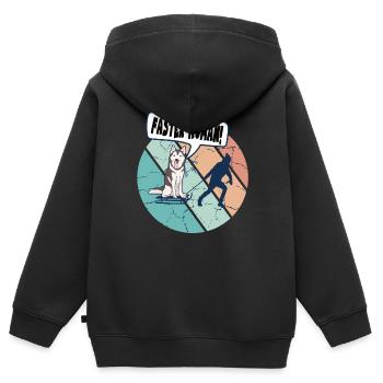 Husky Sledding Faster Human for Mushing fans - Kids Premium Organic Zip-up Hoodie - black - Back - AI Model Kid Male (0cm)