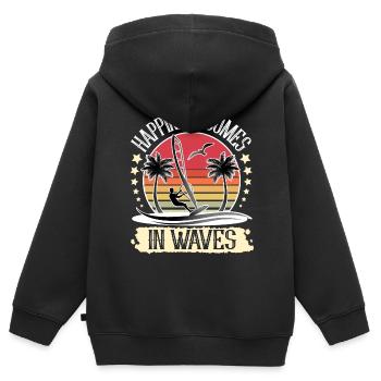 Planche à voile Windsurf Windsurf - Sweat Premium à capuche zippé enfant bio - noir - Dos - AI Model Kid Male (0cm)