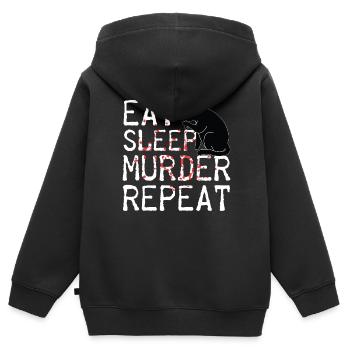 Eat Sleep Murder Repeat Scary Cat Horror Kostüm - Kinder Premium Organic Zip Hoodie - Schwarz - Hinten - AI Model Kid Male (0cm)