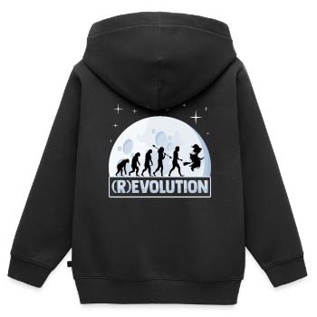 (r)évolution Primates fantomatiques, Led - Sweat Premium à capuche zippé enfant bio - noir - Dos - AI Model Kid Male (0cm)