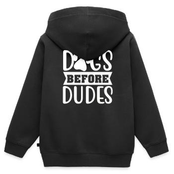 Hunde vor Kerlen - Kinder Premium Organic Zip Hoodie - Schwarz - Hinten - AI Model Kid Male (0cm)