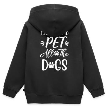 Ich will nur alle Hunde streicheln - Kinder Premium Organic Zip Hoodie - Schwarz - Hinten - AI Model Kid Male (0cm)