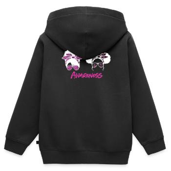 Brustkrebs Bewusstsein - Kinder Premium Organic Zip Hoodie - Schwarz - Hinten - AI Model Kid Male (0cm)