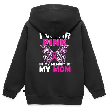 Je porte du rose en mémoire de ma mère - Sweat Premium à capuche zippé enfant bio - noir - Dos - AI Model Kid Male (0cm)