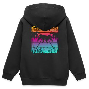 Atoll de Fakarava Français Polynésie - Sweat Premium à capuche zippé enfant bio - noir - Dos - AI Model Kid Male (0cm)