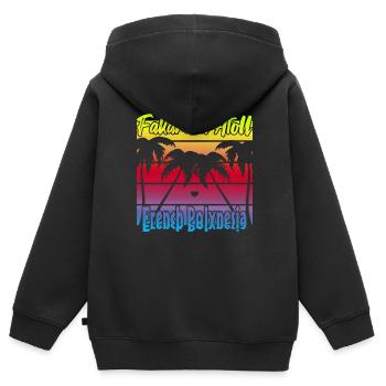 Atoll de Fakarava Français Polynésie - Sweat Premium à capuche zippé enfant bio - noir - Dos - AI Model Kid Male (0cm)