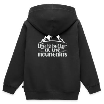 Abenteuer warten auf dich - Kinder Premium Organic Zip Hoodie - Schwarz - Hinten - AI Model Kid Male (0cm)
