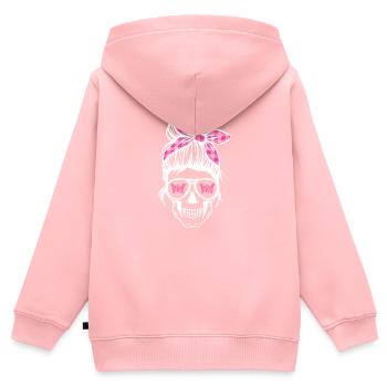 Papillons du cancer du sein - Sweat Premium à capuche zippé enfant bio - rose - Dos - AI Model Kid Female (0cm)