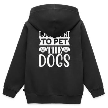 Je veux juste caresser les chiens - Sweat Premium à capuche zippé enfant bio - noir - Dos - AI Model Kid Male (0cm)