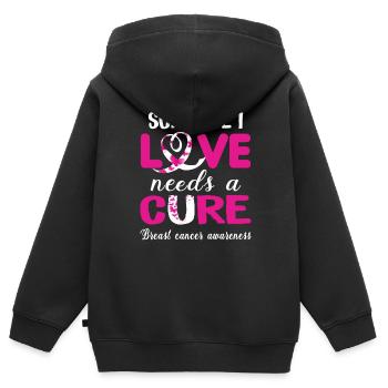 Amour et guérison - Sweat Premium à capuche zippé enfant bio - noir - Dos - AI Model Kid Male (0cm)