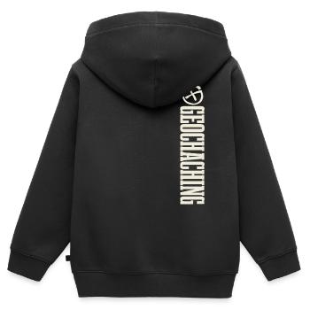 Géocaching Geocacher Geocache - Sweat Premium à capuche zippé enfant bio - noir - Dos - AI Model Kid Male (0cm)