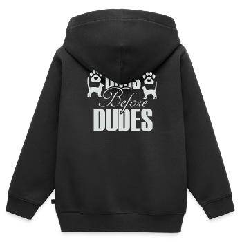 Hunde vor Kerlen - Kinder Premium Organic Zip Hoodie - Schwarz - Hinten - AI Model Kid Male (0cm)