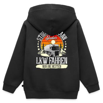 LKW Fahrer - Kinder Premium Organic Zip Hoodie - Schwarz - Hinten - AI Model Kid Male (0cm)