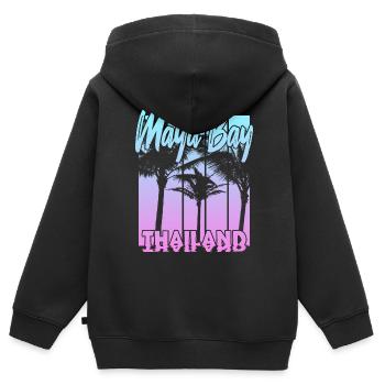 Maya Bay Thailand - Kids Premium Organic Zip-up Hoodie - black - Back - AI Model Kid Male (0cm)