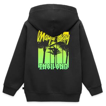 Maya Bay Thailand - Kids Premium Organic Zip-up Hoodie - black - Back - AI Model Kid Male (0cm)