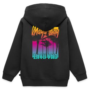 Maya Bay Thailand - Kids Premium Organic Zip-up Hoodie - black - Back - AI Model Kid Male (0cm)