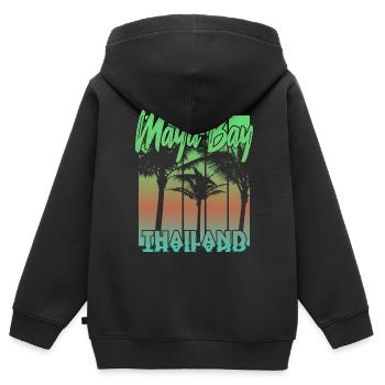 Maya Bay Thailand - Kids Premium Organic Zip-up Hoodie - black - Back - AI Model Kid Male (0cm)