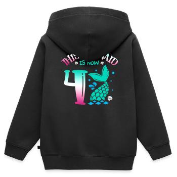 Cette sirène est maintenant 4, conte de fées 4. - Sweat Premium à capuche zippé enfant bio - noir - Dos - AI Model Kid Male (0cm)